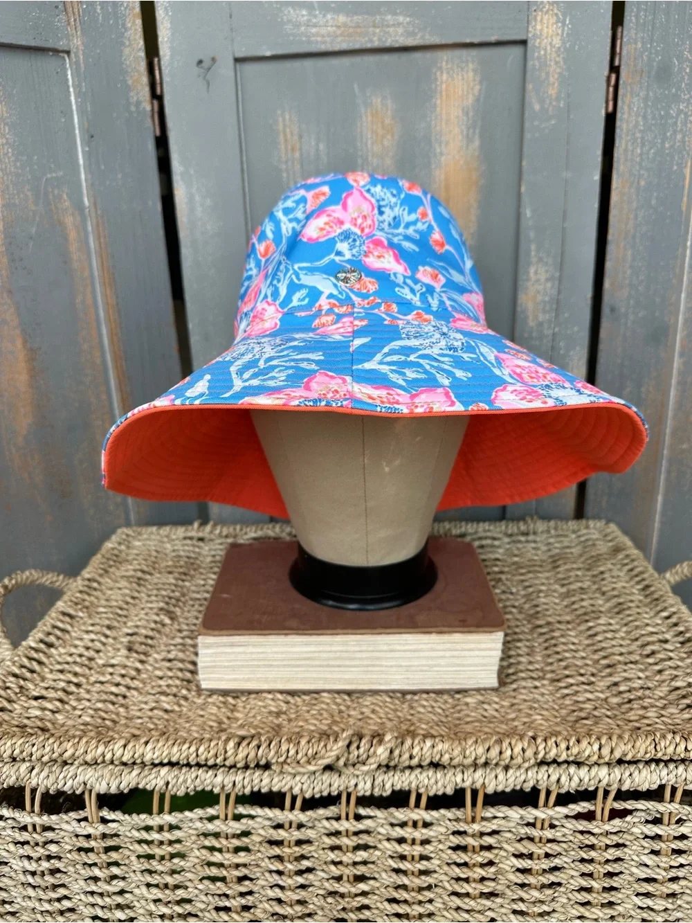 Lilly Pulitzer Reversible Canvas UPF 50+ Sun Hat GWP Bahamian Rhapsody NWOT